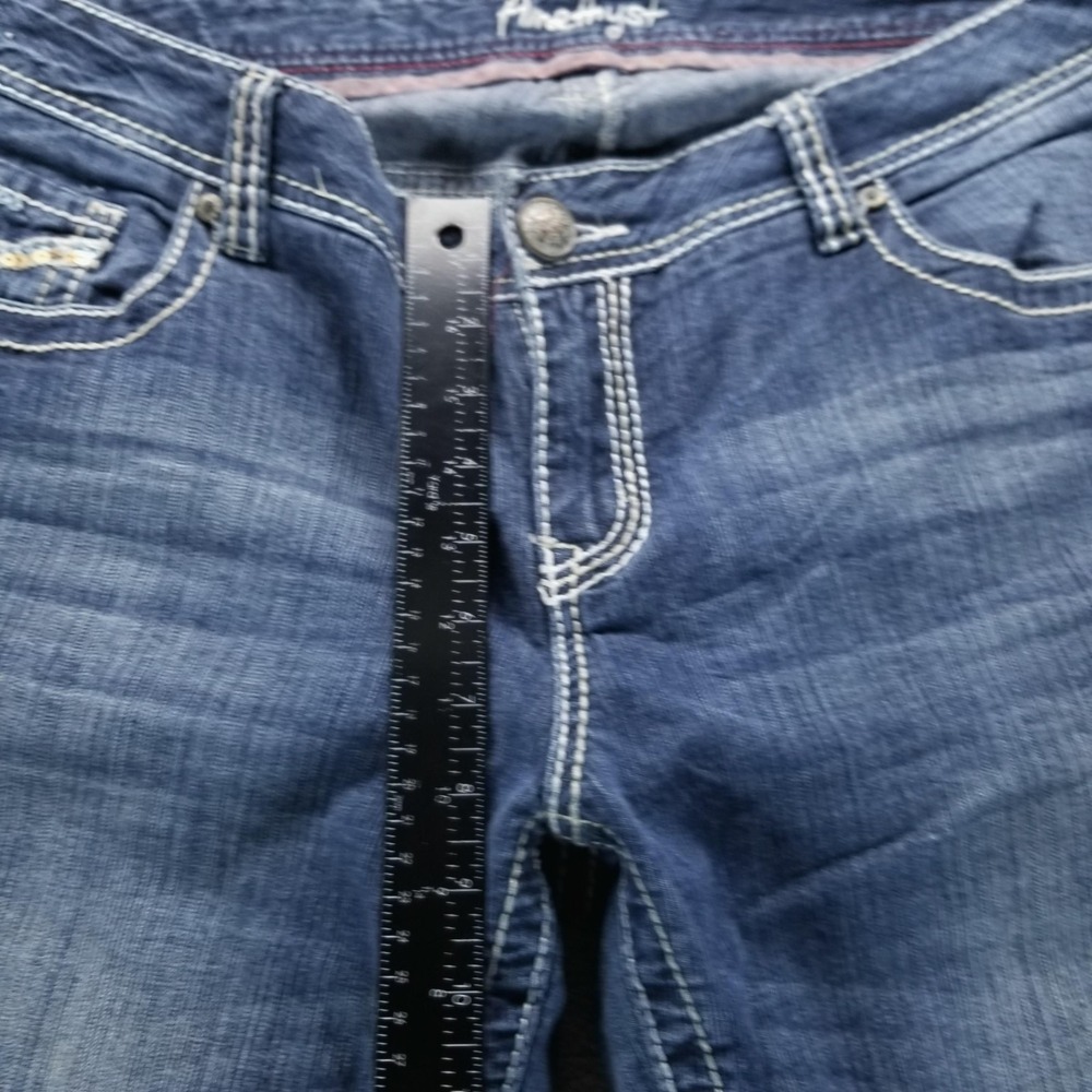 Amethyst Jeans Womes 16 Blue Straight Low Rise Embroidered Flap Pockets - Picture 7 of 10